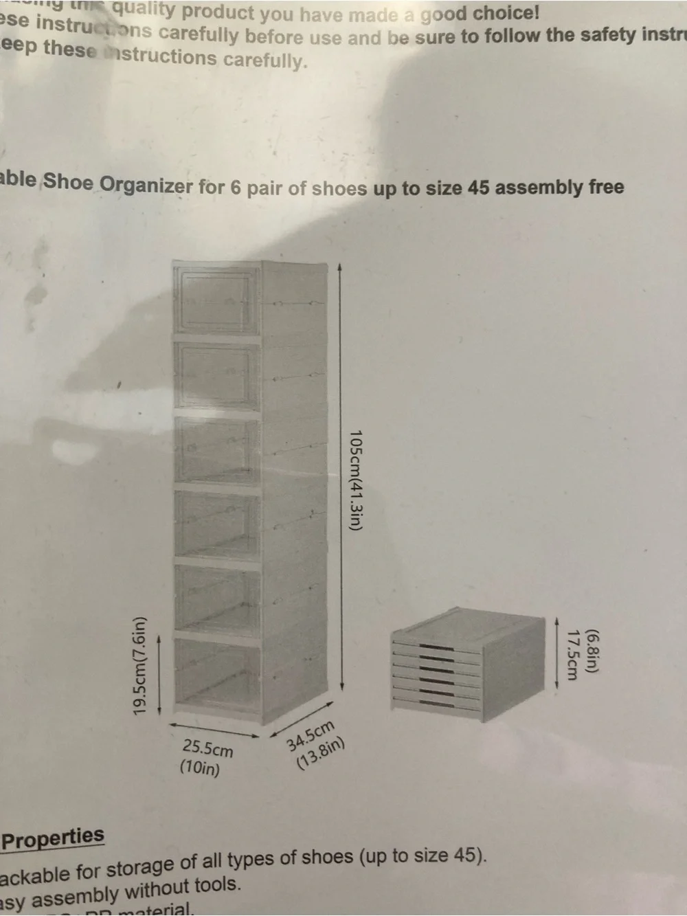6-Tier Foldable Shoe Cabinet | Clear Stackable Shoe Organizer Rack